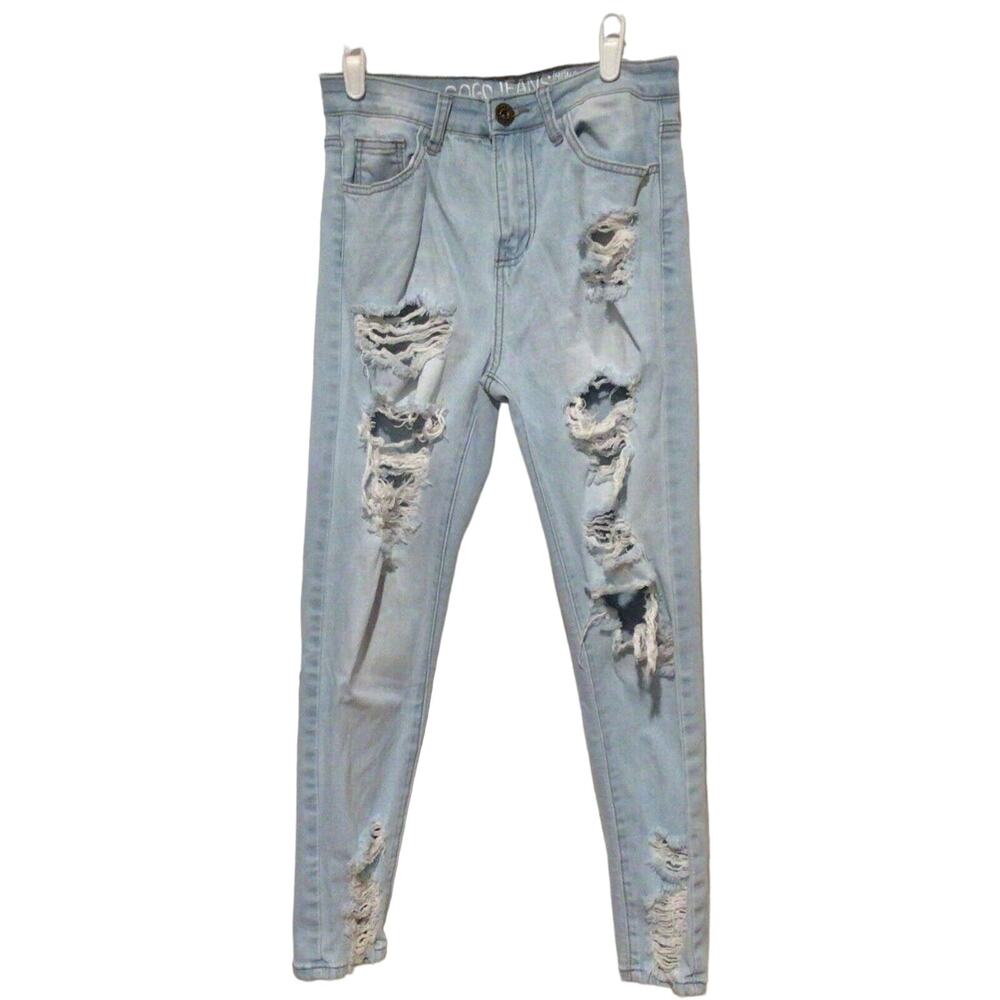 GOGO Jeans Women’s Light Wash Distressed High Rise Ankle Jeans – Size 7 / 28